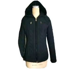 Laundry Black Quilted Spring Jacket w/ Hood sz S M